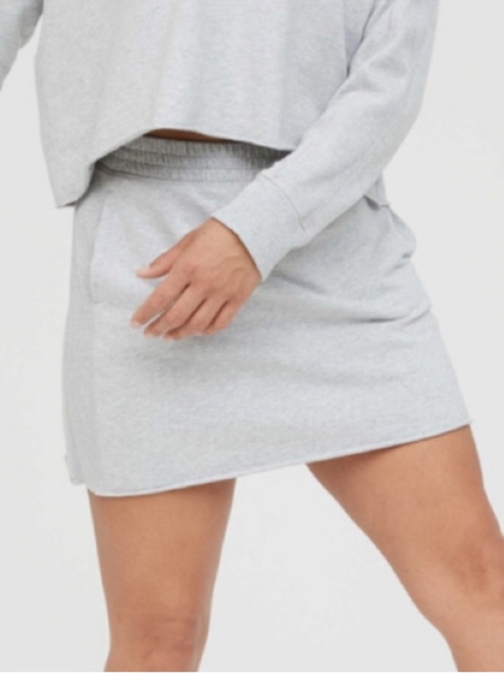 Aerie Offline Light Gray Mini Sweatshirt Skirt - Medium